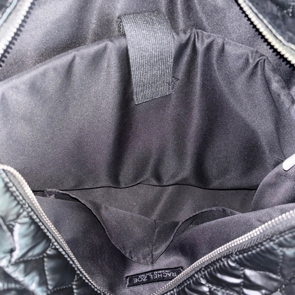 Rachel Zoe quilted black computer/handbag shoulder bag with suitcase loop - Picture 4 of 9